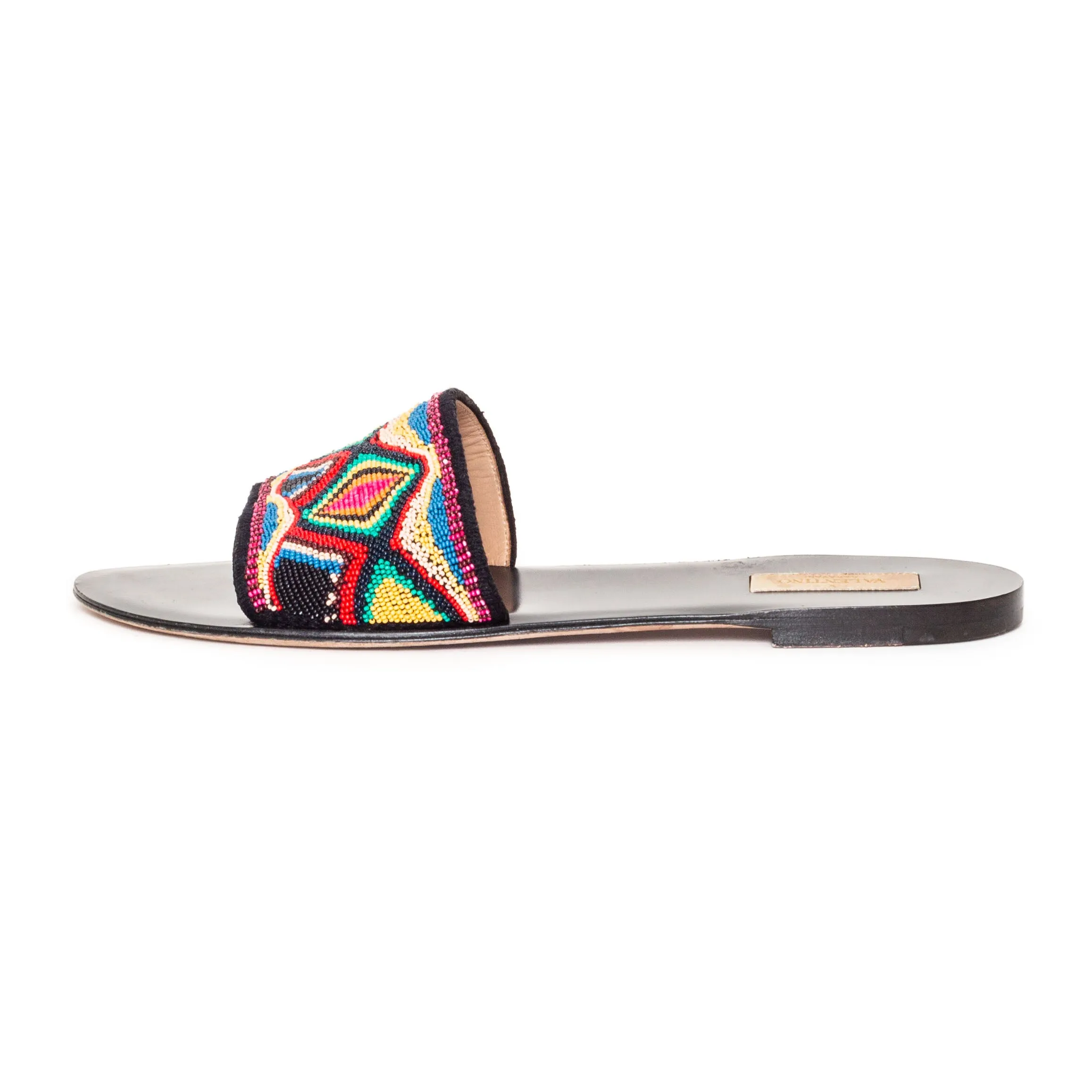 2000s Multicolored Beaded Slide Sandals 40