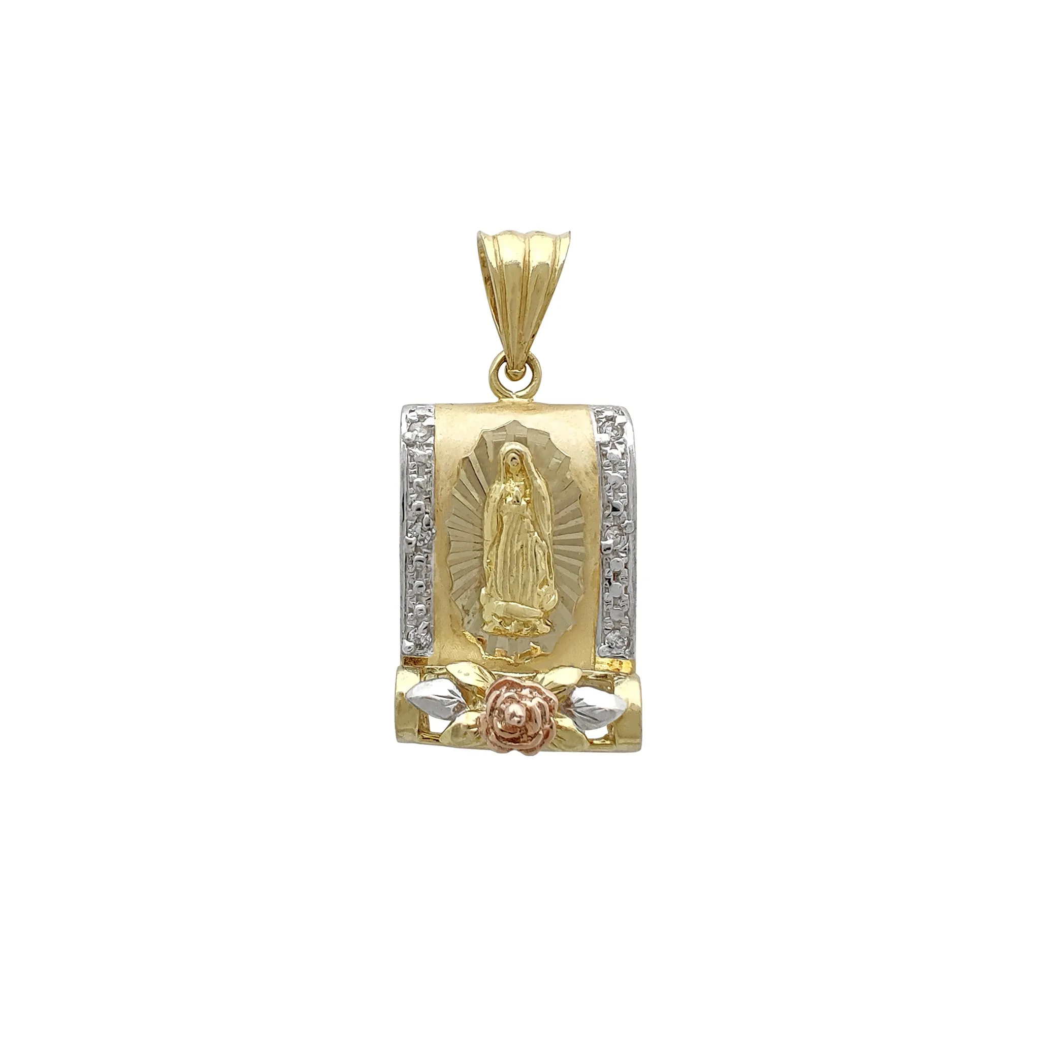 3D Virgin Mary Scroll Pendant (14K)