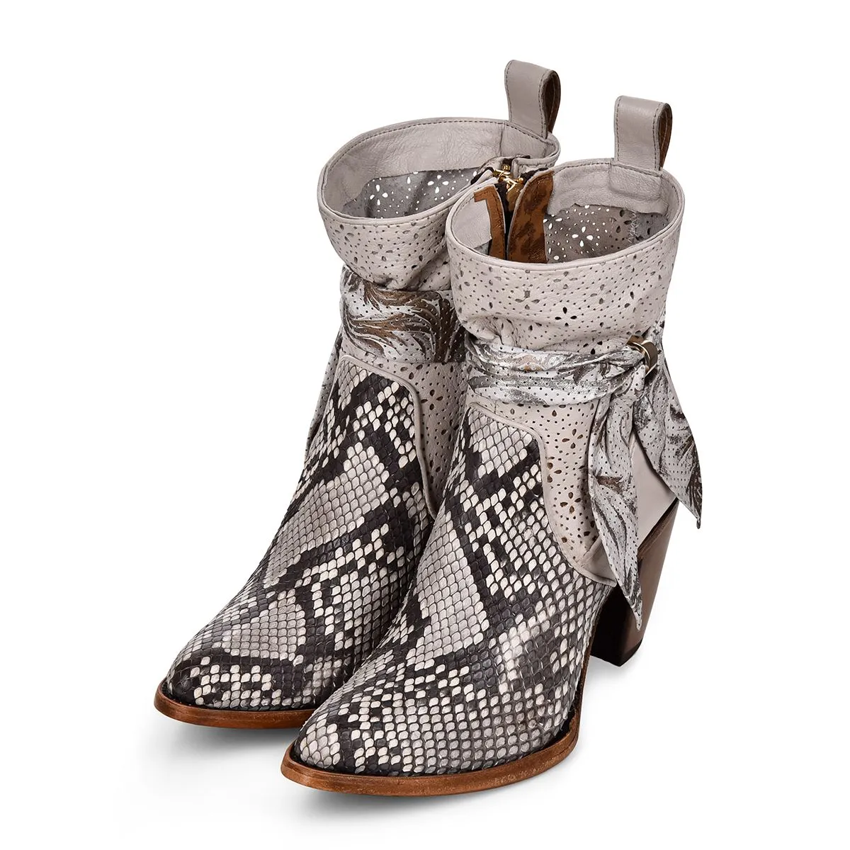 3F50PH - Cuadra natural white summer fashion python ankle boots for women