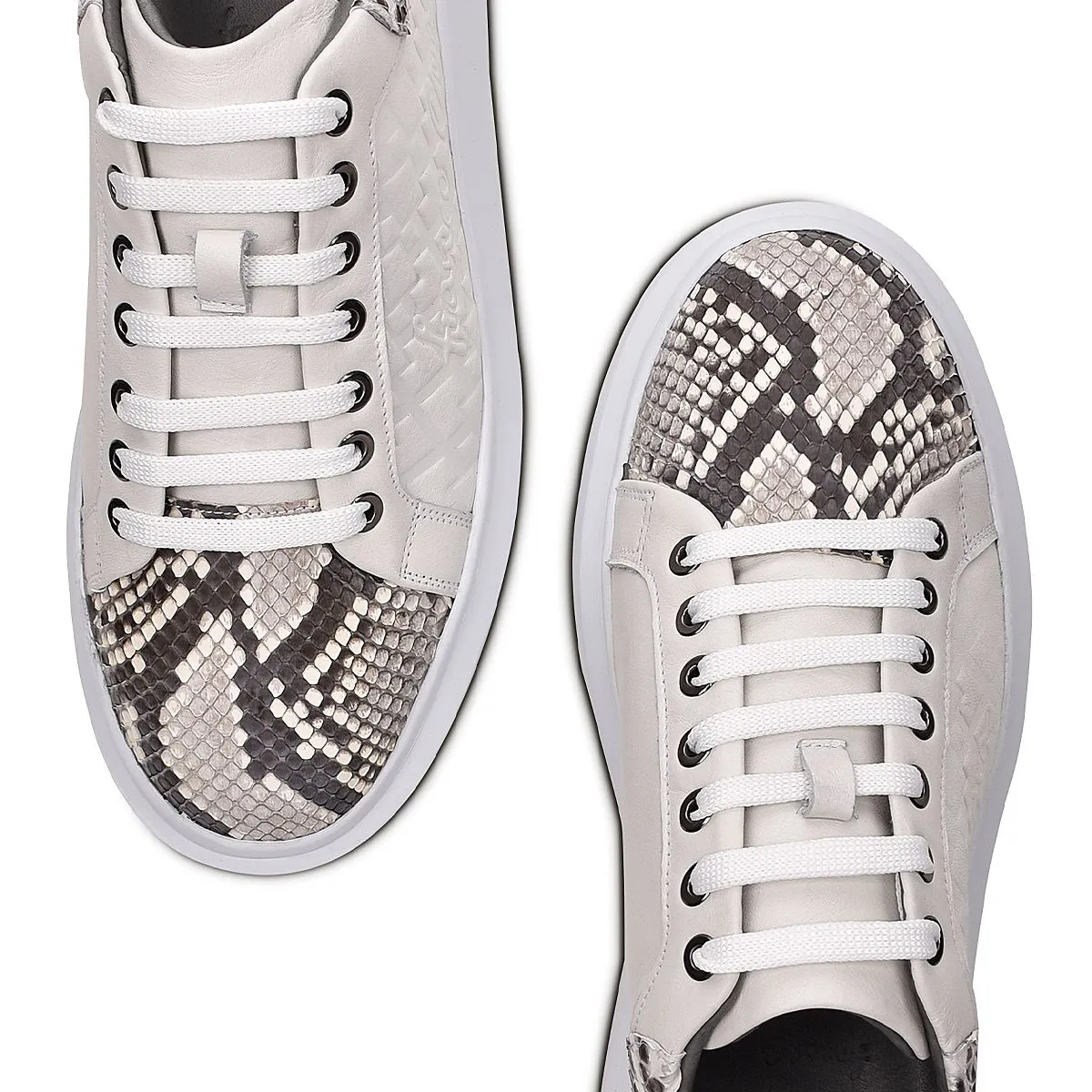 4P3PBKN - Cuadra white casual fashion python leather sneakers for women