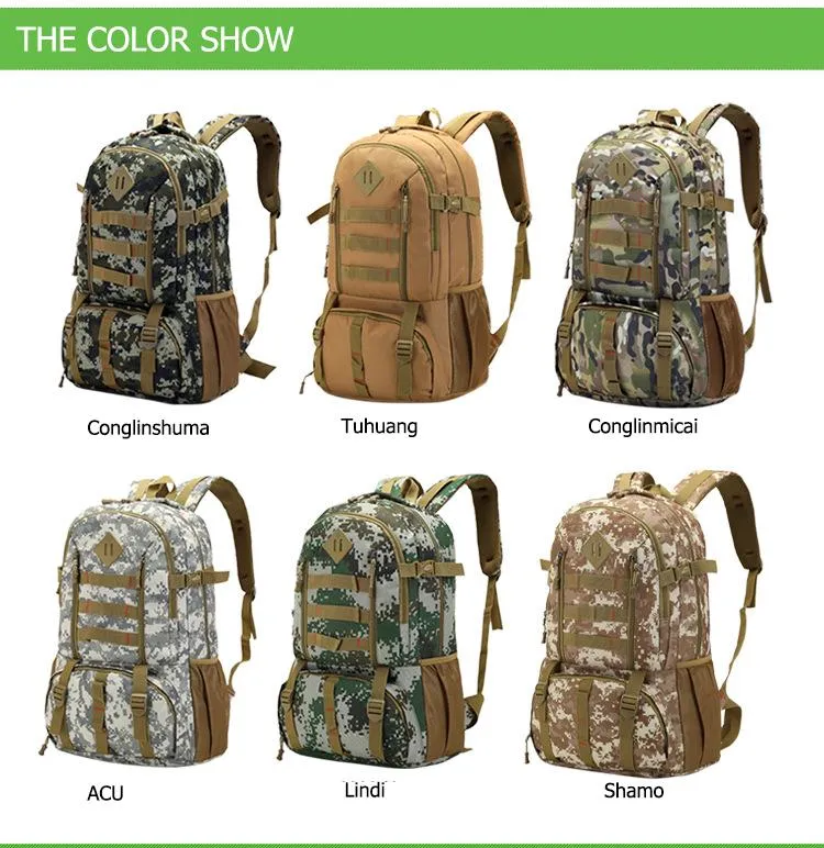 50L Military Camo Waterproof Tactical Backpack for Hiking Hunting Tour