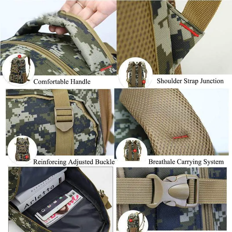 50L Military Camo Waterproof Tactical Backpack for Hiking Hunting Tour