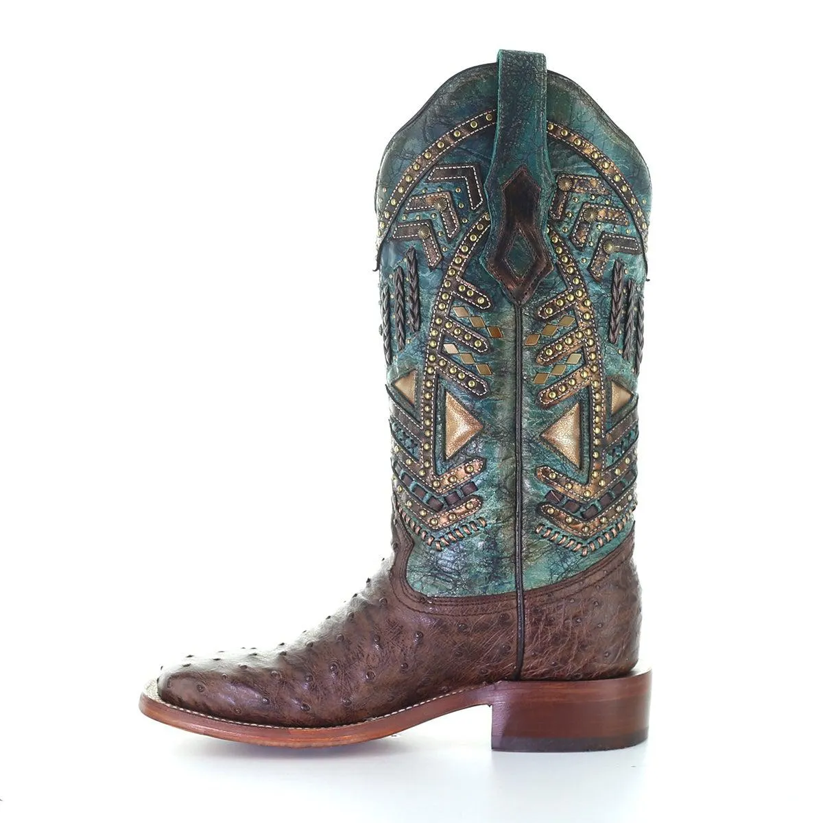 A4059 - Corral brown western cowgirl ostrich boots for women