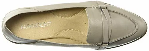 Aerosoles Women's South East Loafers Flat Stacked Heel Grey Leather Slip On