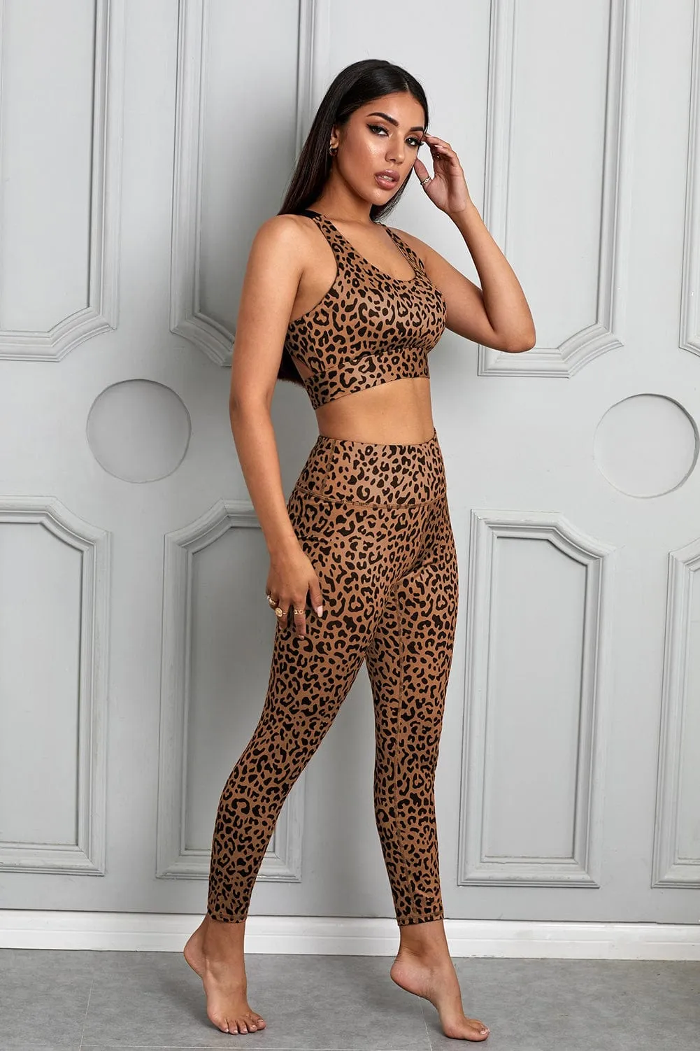 Alpha C Apparel Printed Sports Bra and Leggings Set