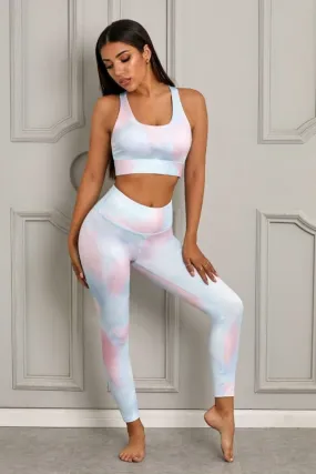 Alpha C Apparel Printed Sports Bra and Leggings Set