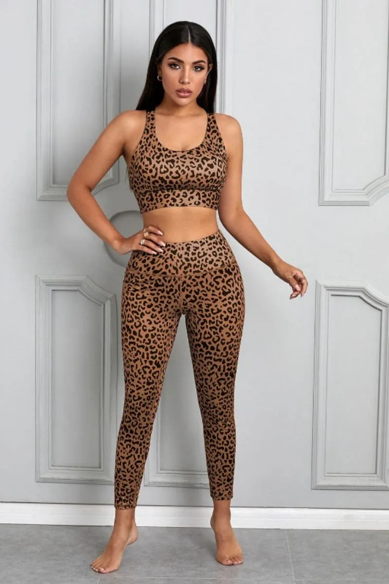 Alpha C Apparel Printed Sports Bra and Leggings Set