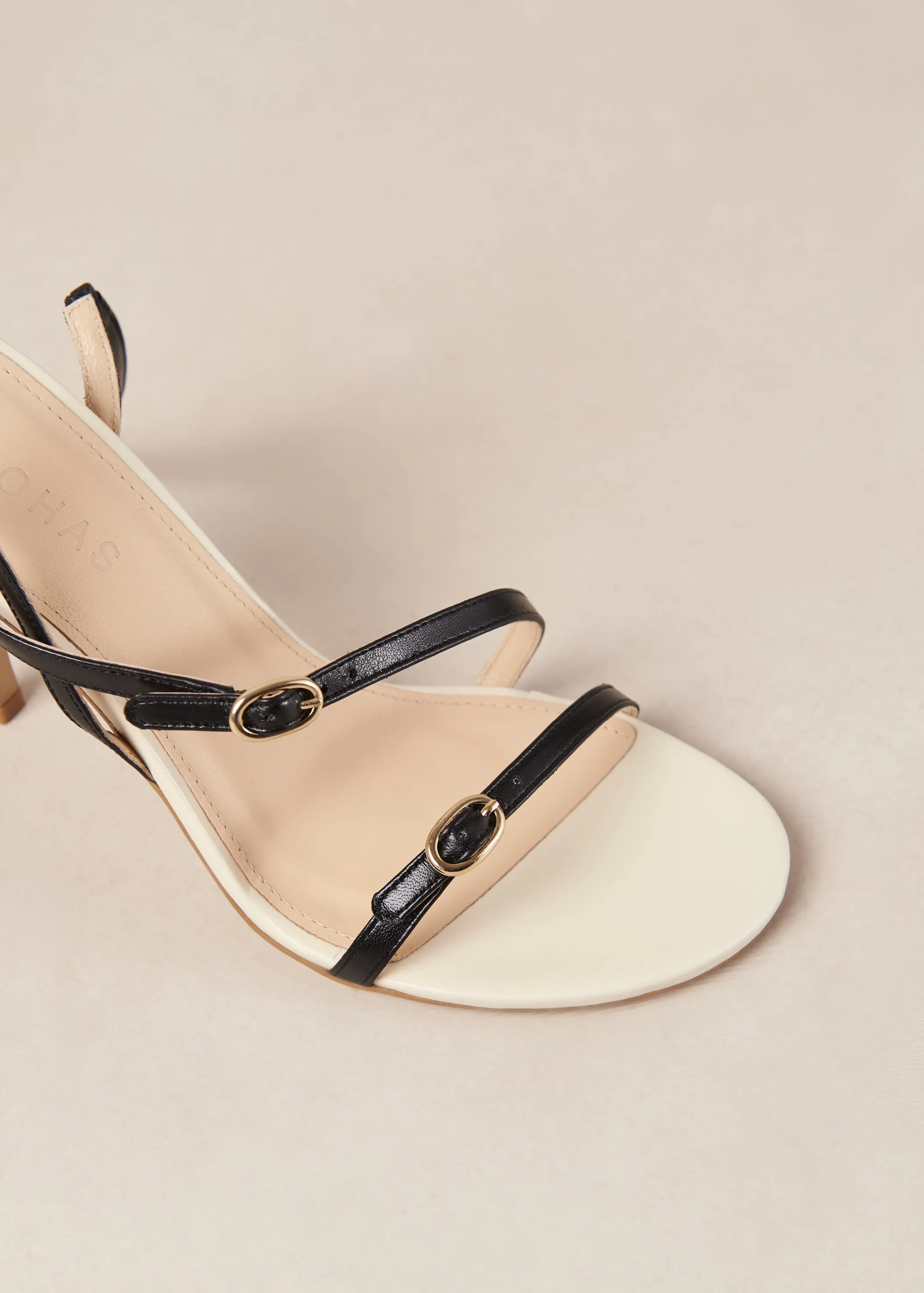 Alyssa Bicolor Black Cream Leather Sandals