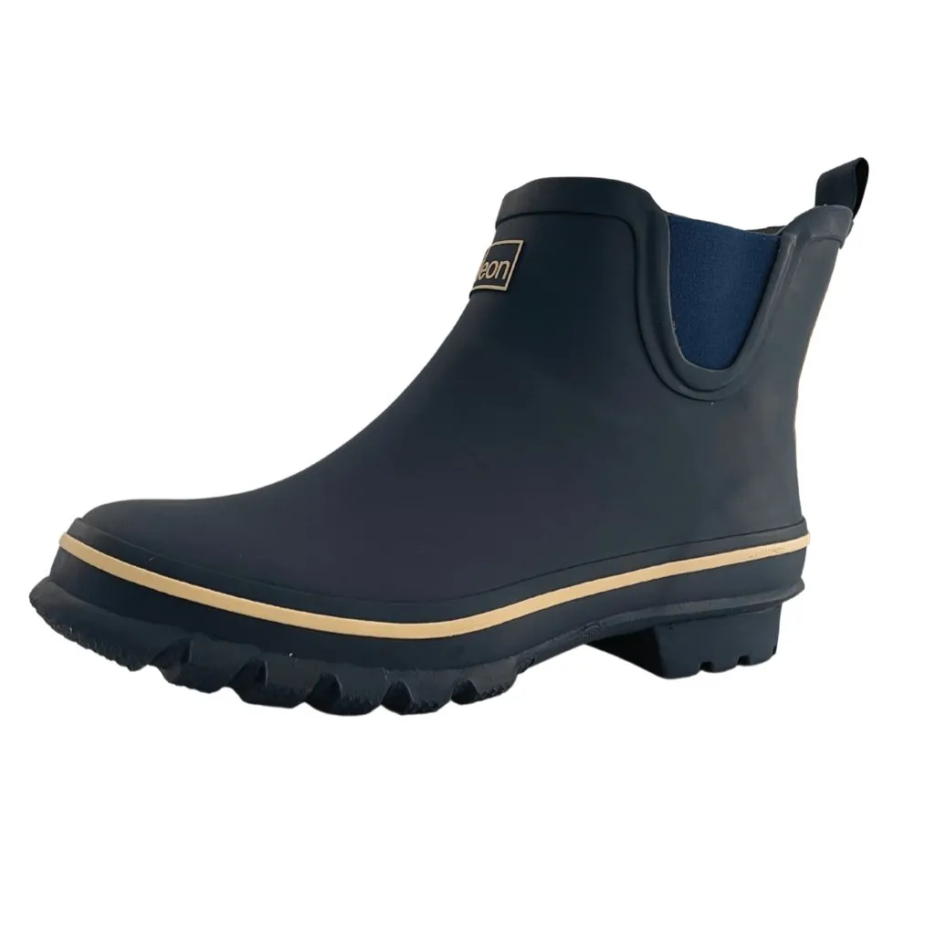 Ankle Wellies - Navy Blue with Cream Trim - Wide Foot