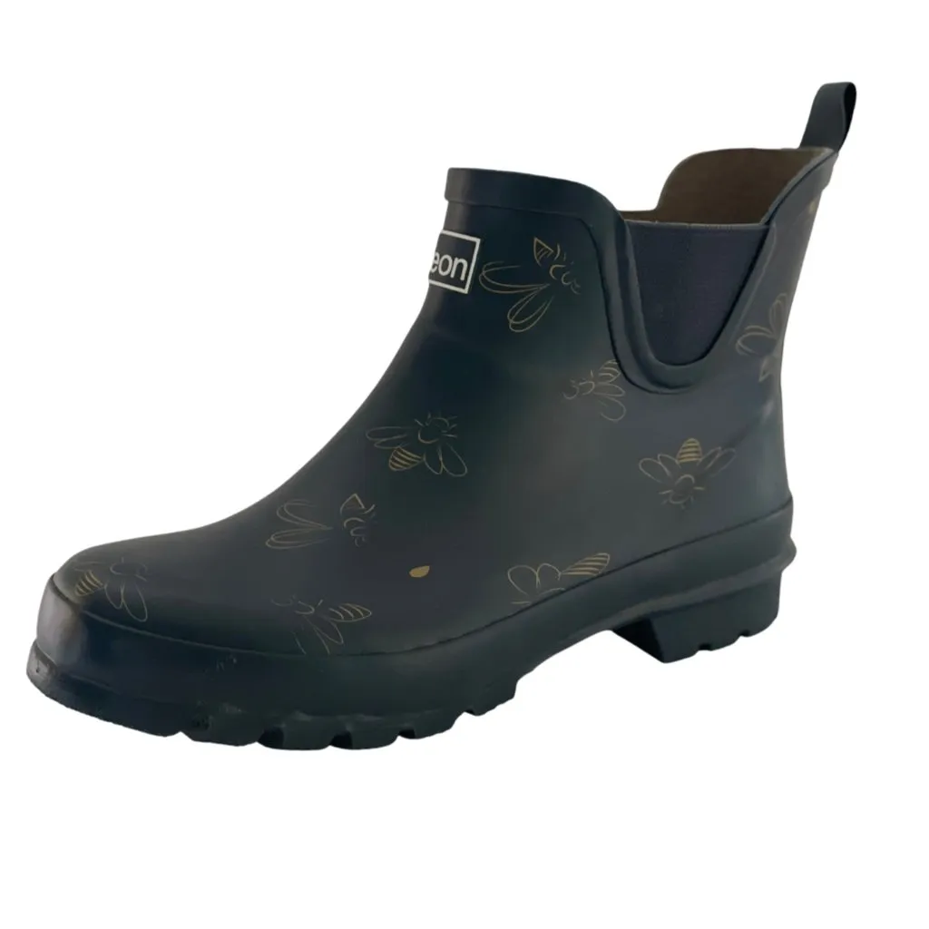 Ankle Wellies - Navy with Bumble Bees - Wide Foot