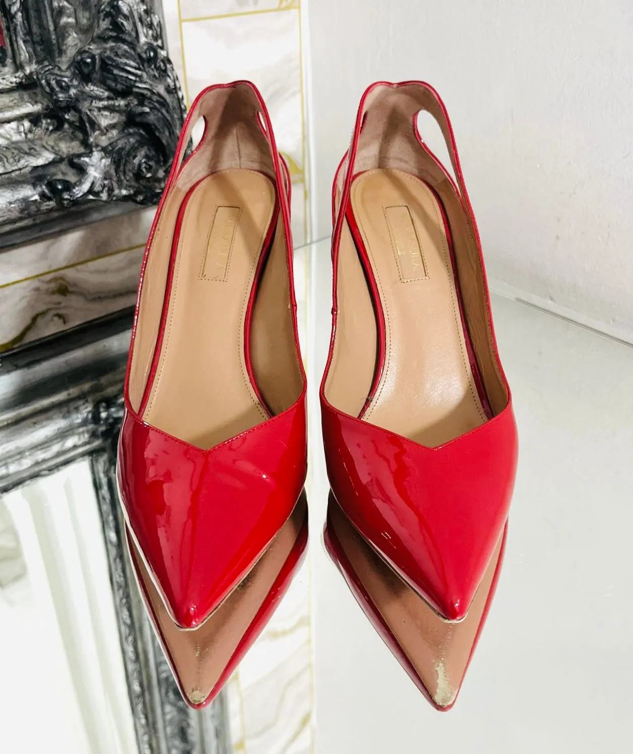 Aquazzura Patent Leather Cut-Out Heels. Size 38.5