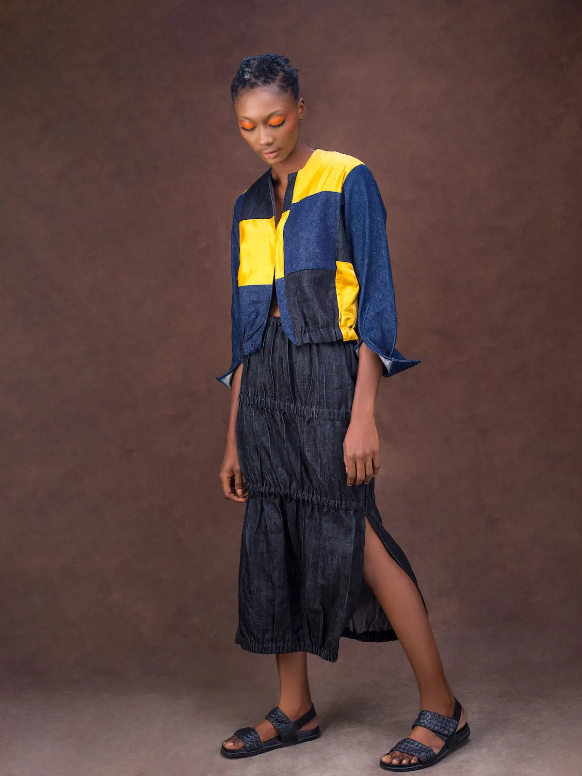 Arty Girl Elastic Denim Skirt