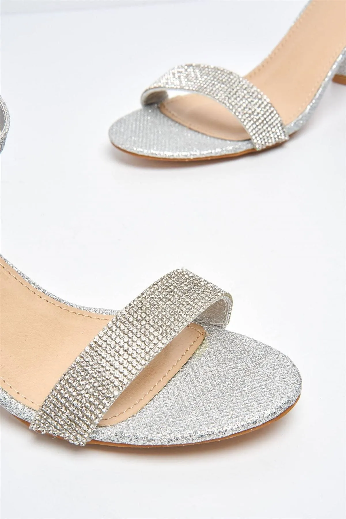 Asti Block Heel Ankle Strap Sandal in Silver