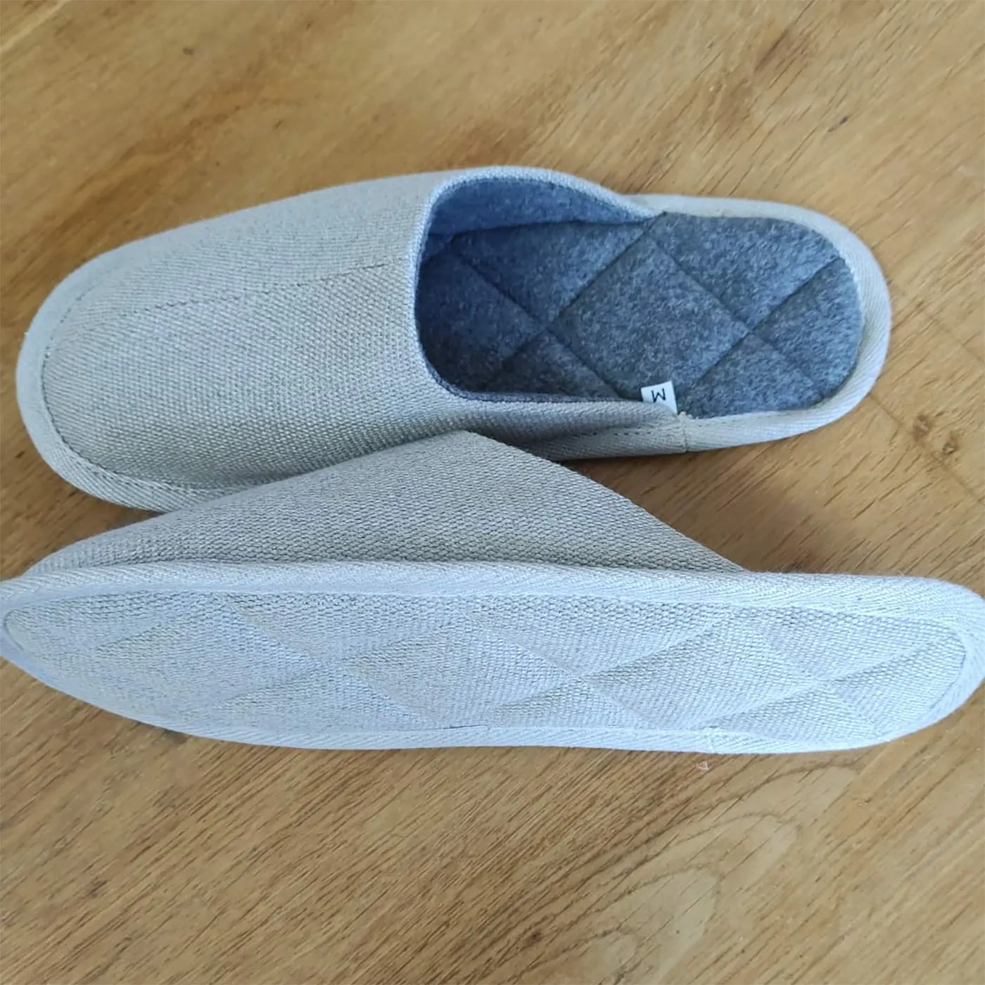 Glue-Free, Elastic-Free, Latex-Free Organic Hemp House Shoes Slippers with 100% Organic Cotton Fleece Lining - Vegan