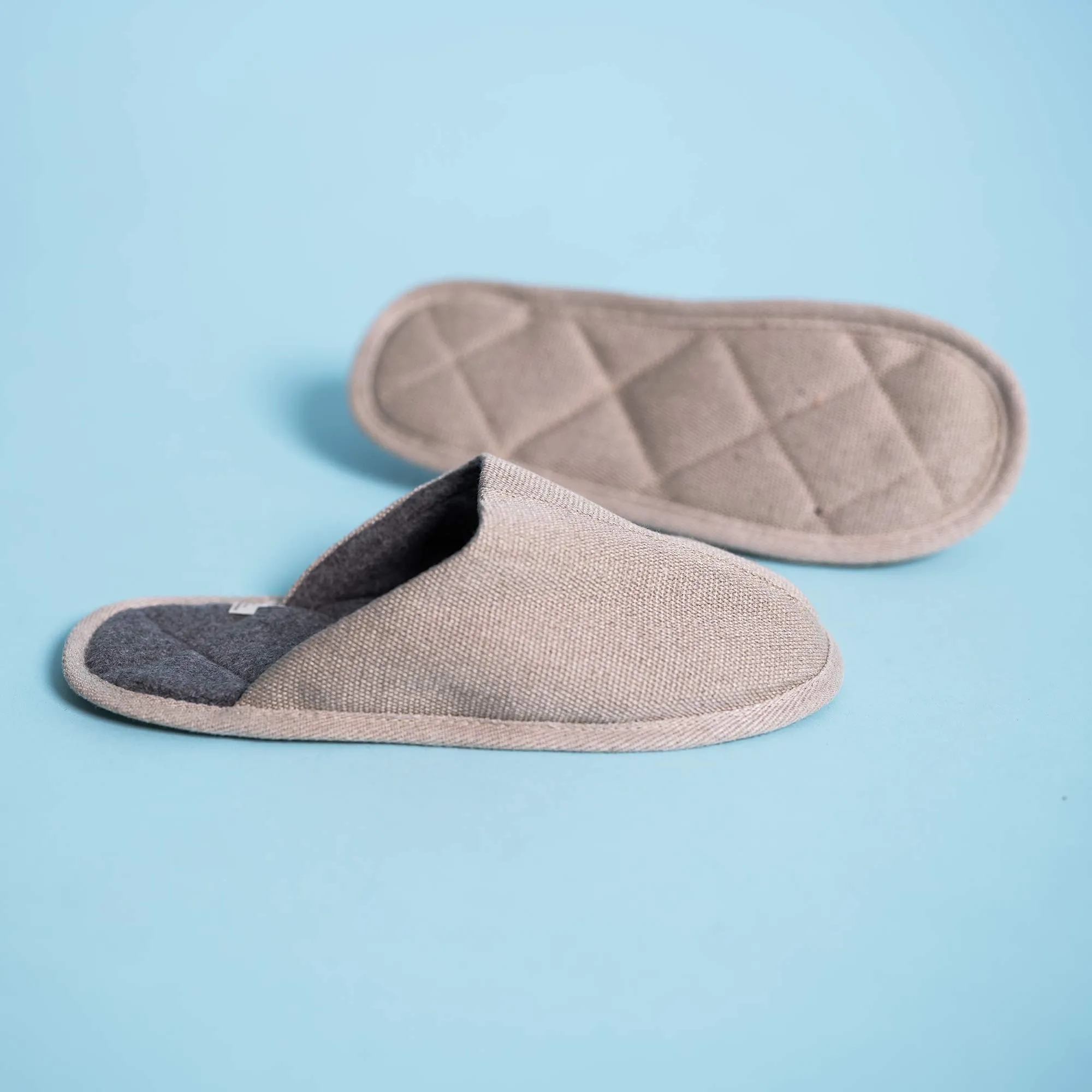 Glue-Free, Elastic-Free, Latex-Free Organic Hemp House Shoes Slippers with 100% Organic Cotton Fleece Lining - Vegan