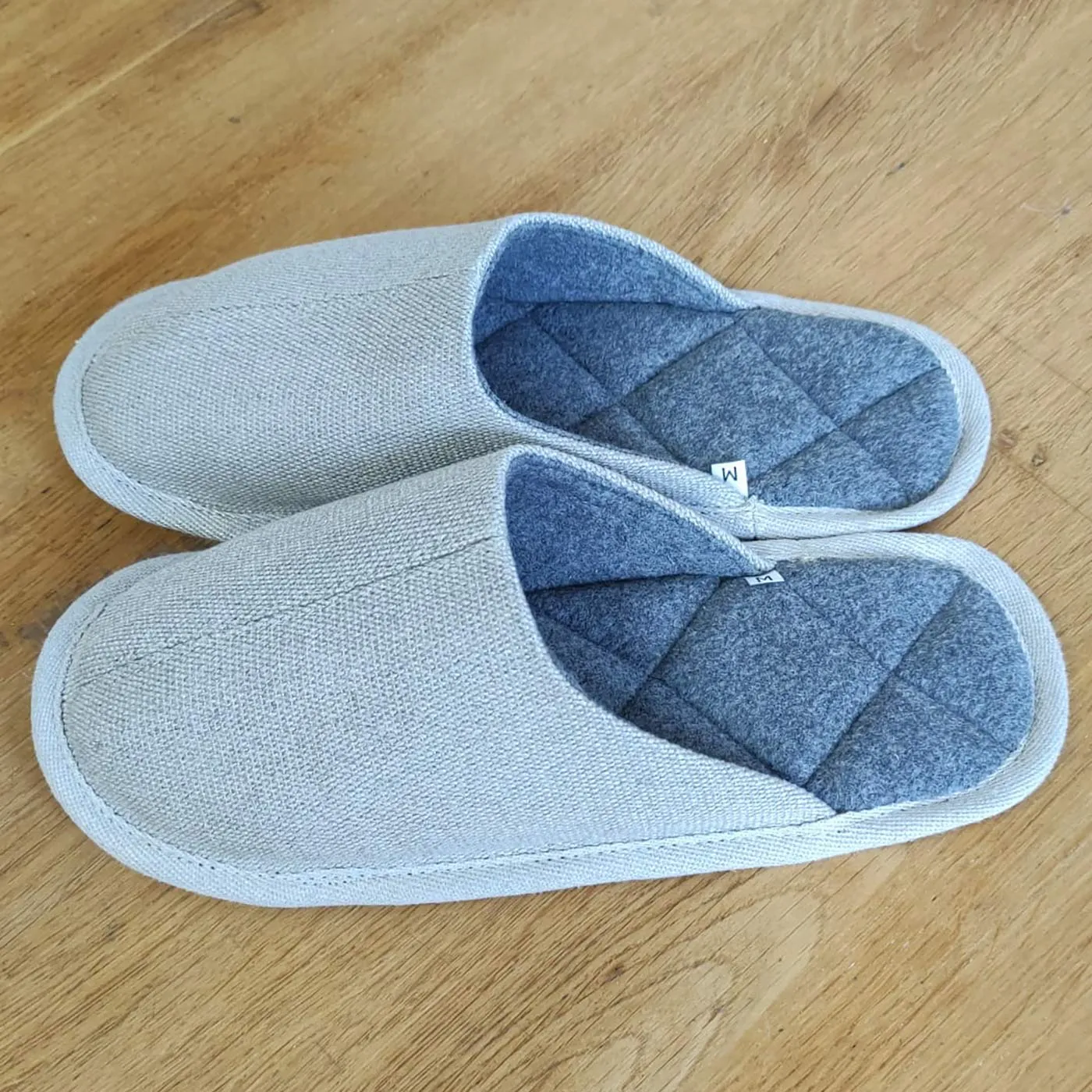 Glue-Free, Elastic-Free, Latex-Free Organic Hemp House Shoes Slippers with 100% Organic Cotton Fleece Lining - Vegan