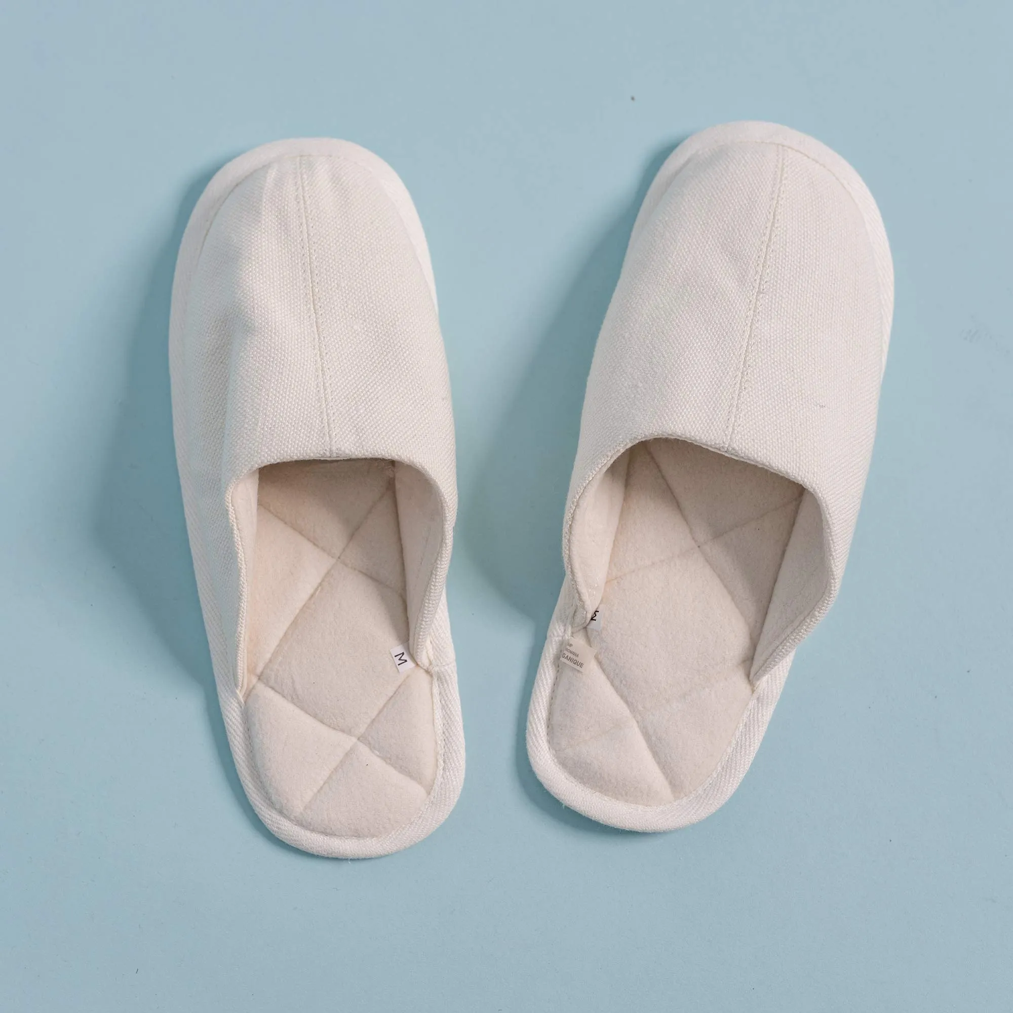 Glue-Free, Elastic-Free, Latex-Free Organic Hemp House Shoes Slippers with 100% Organic Cotton Fleece Lining - Vegan