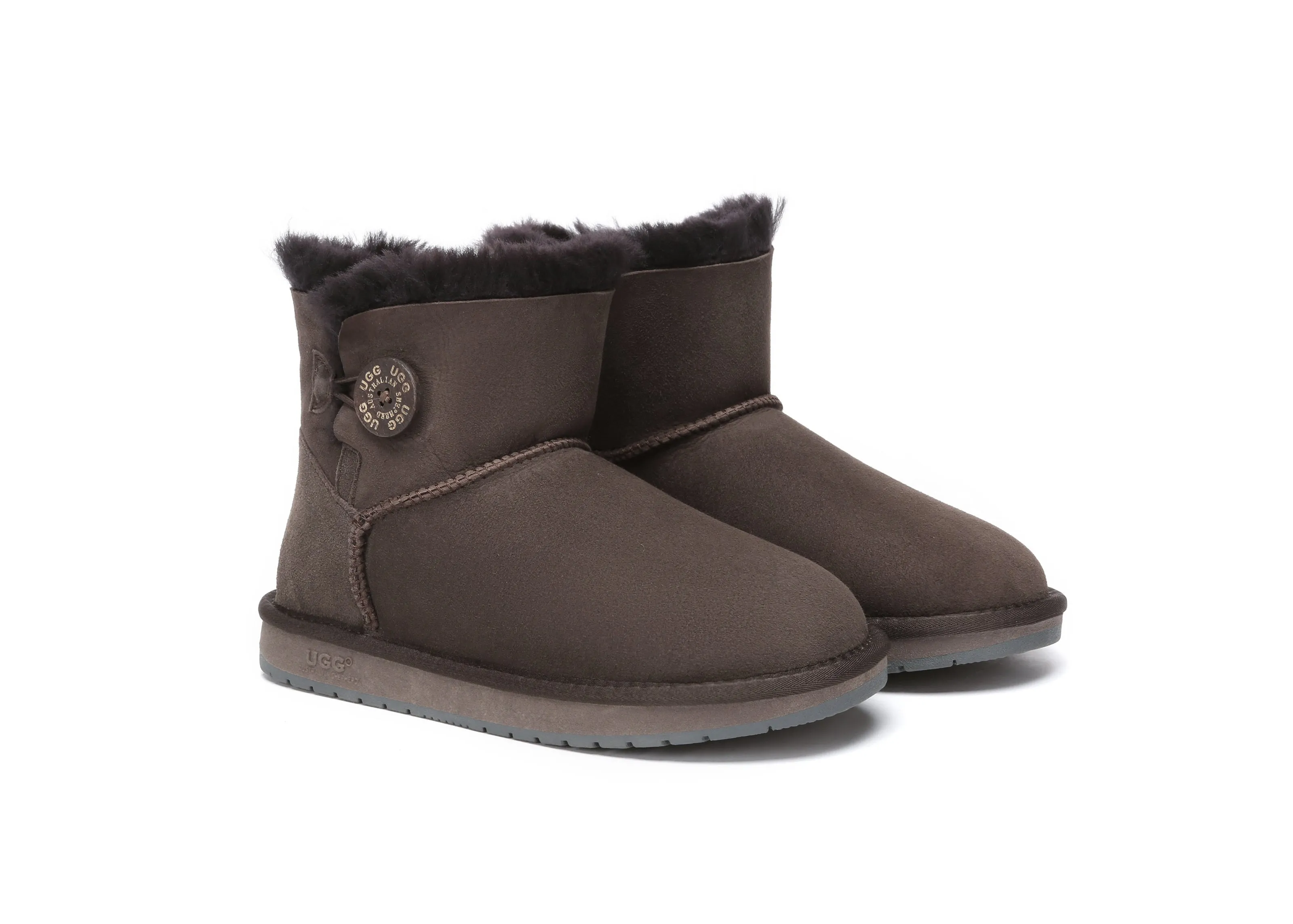 Australia Premium Double Face Sheepskin Water Resistant Mini Button Boots