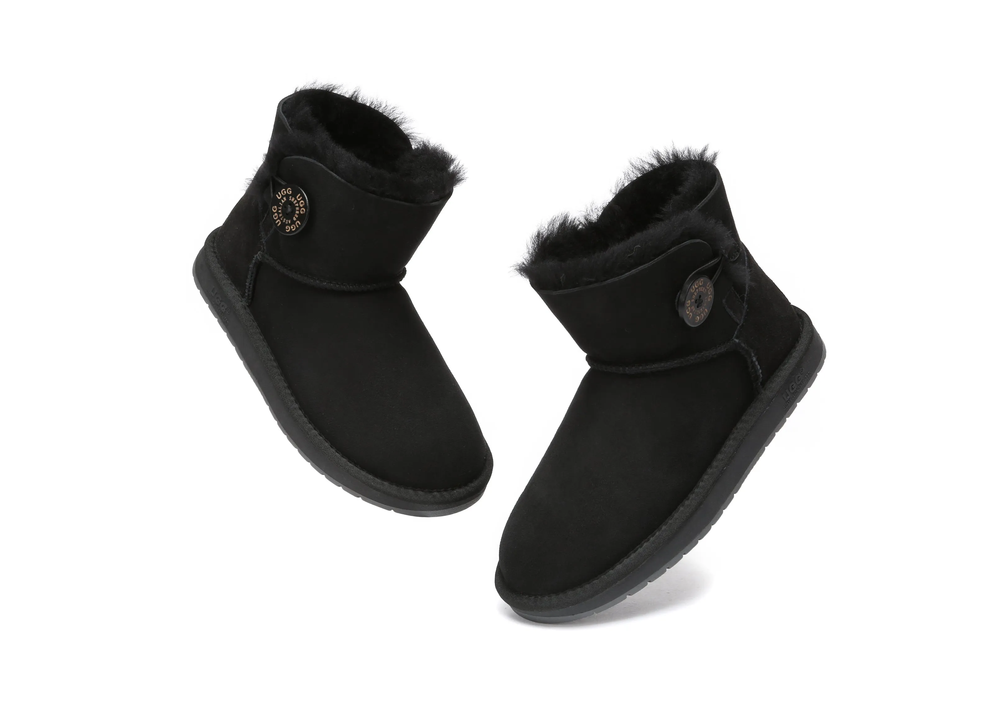 Australia Premium Double Face Sheepskin Water Resistant Mini Button Boots