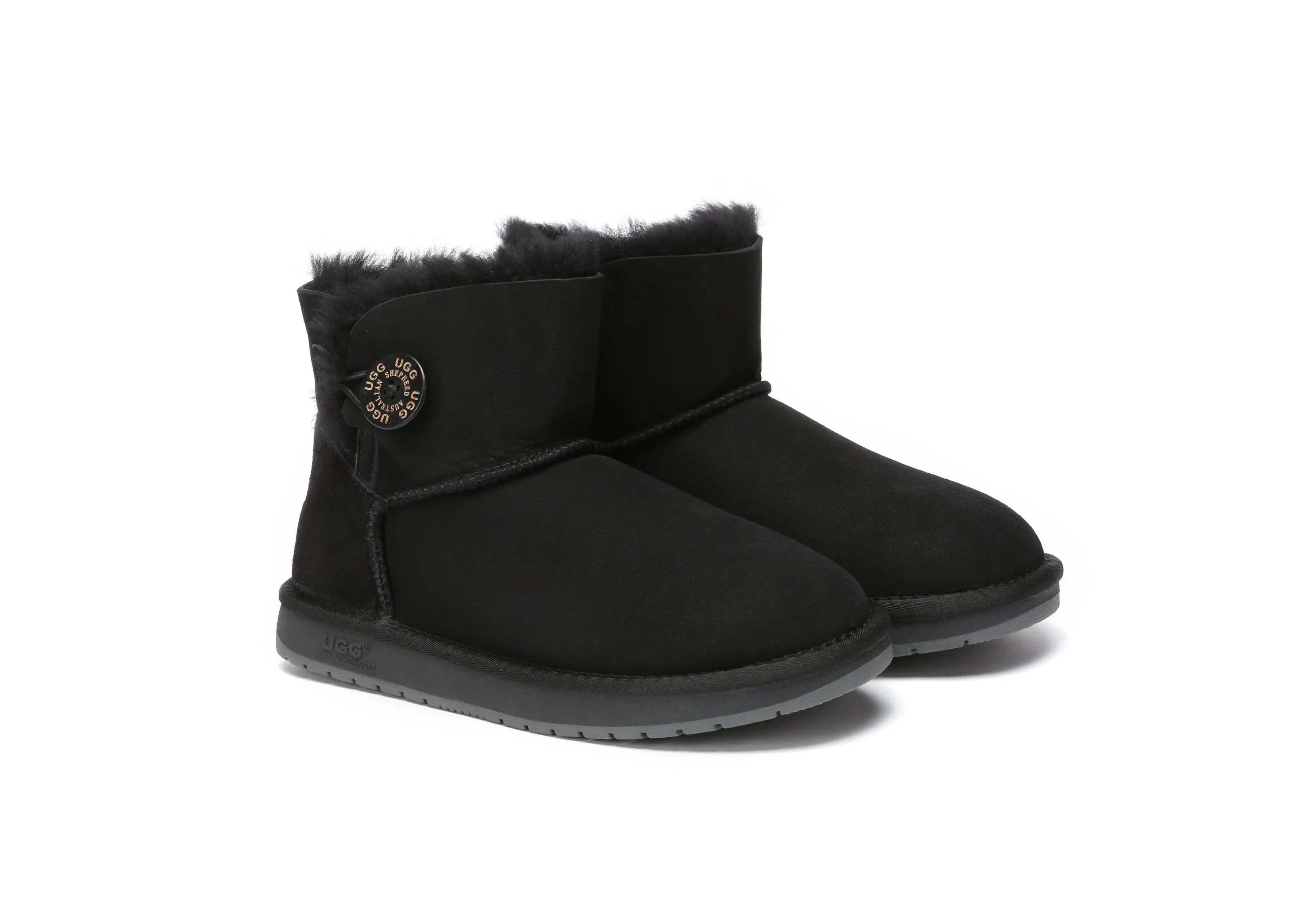 Australia Premium Double Face Sheepskin Water Resistant Mini Button Boots