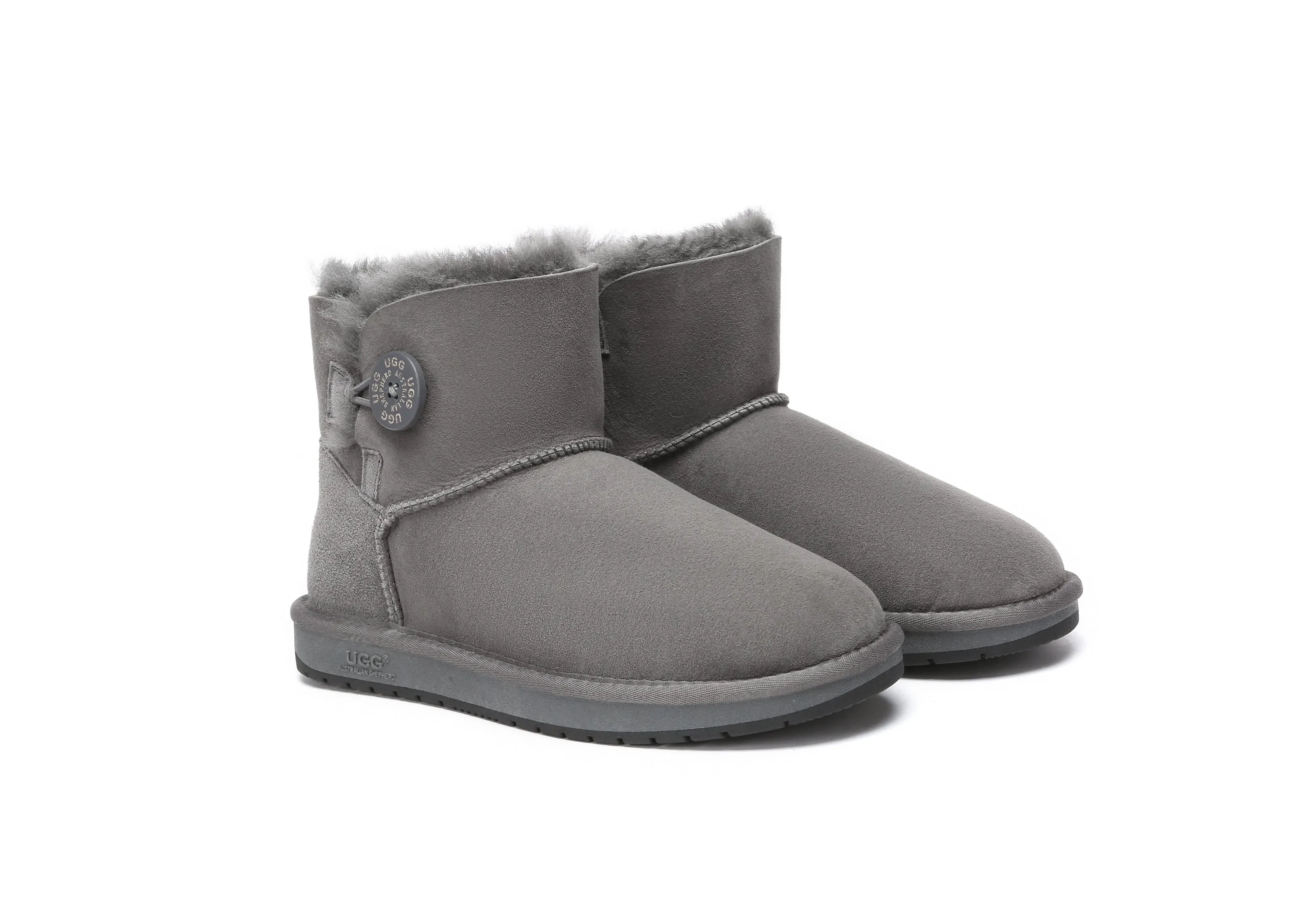 Australia Premium Double Face Sheepskin Water Resistant Mini Button Boots