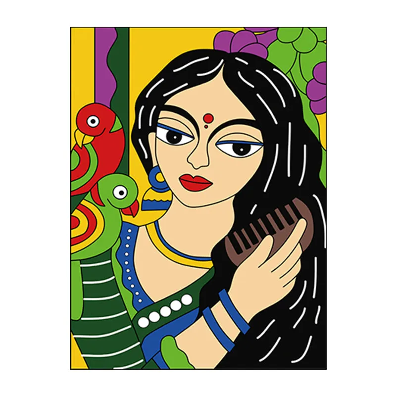 Beautiful women madhubani art canvas painting kit