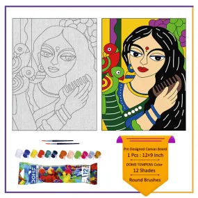 Beautiful women madhubani art canvas painting kit