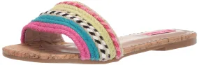 Betsey Johnson Multi Color Flat Slide Mule Natural Nude Designer Sandals