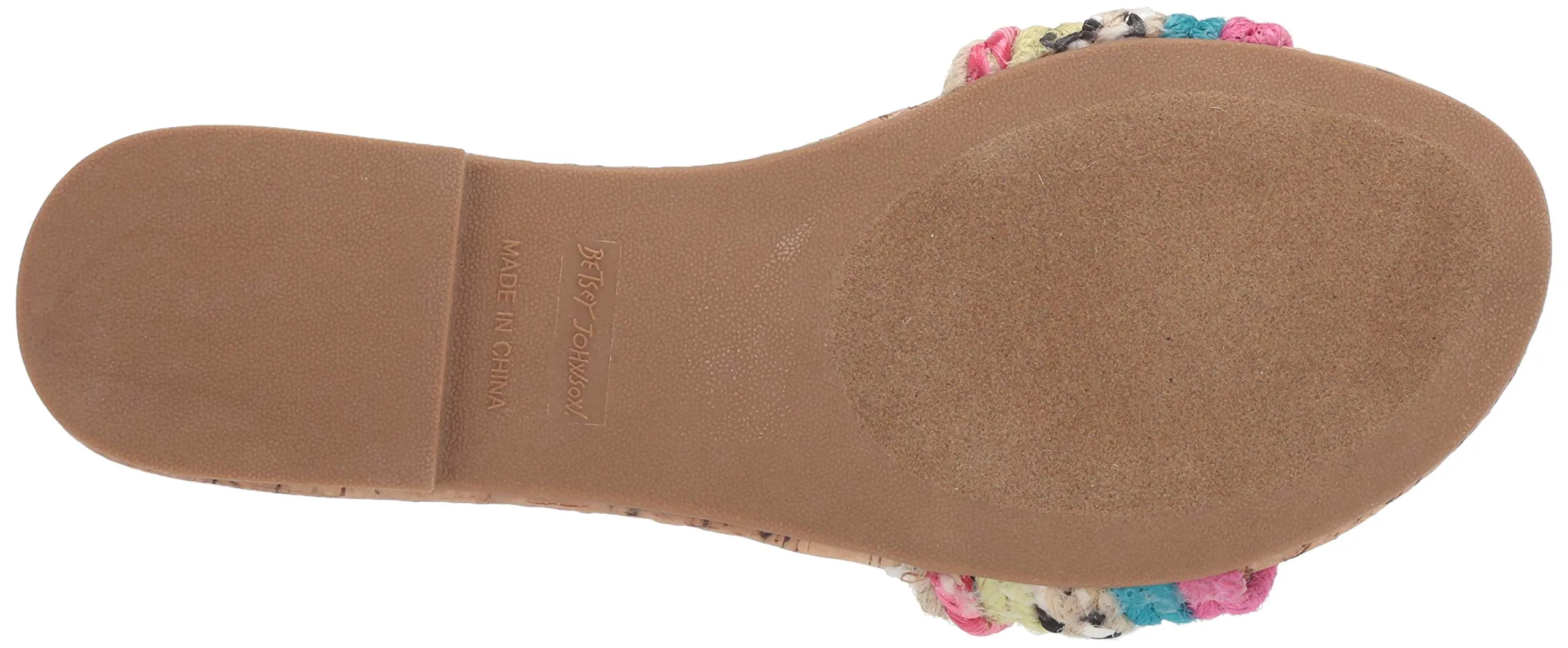 Betsey Johnson Multi Color Flat Slide Mule Natural Nude Designer Sandals