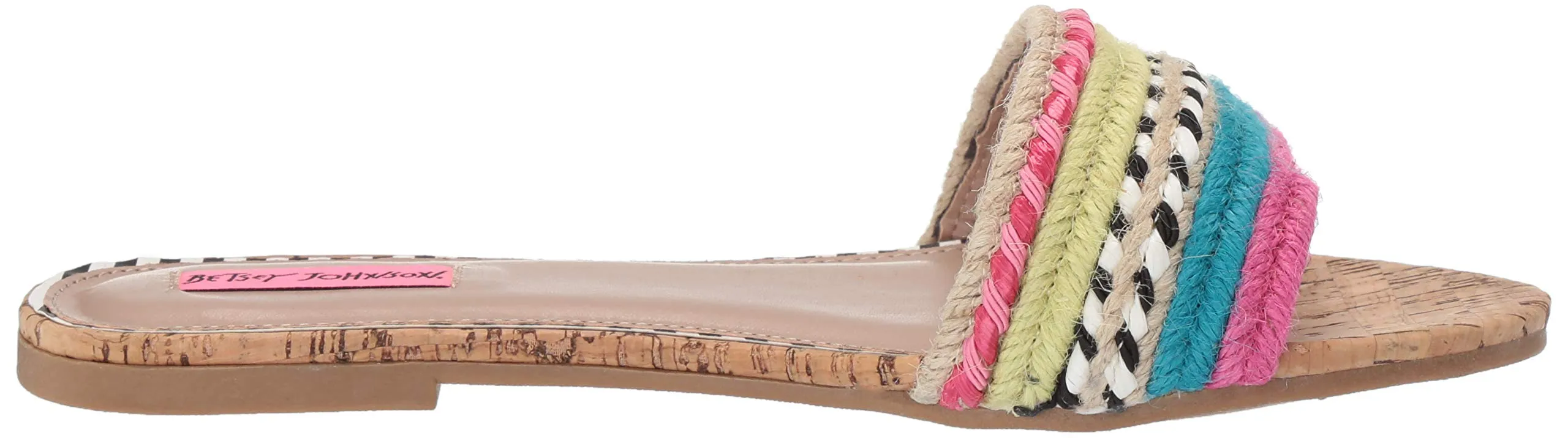 Betsey Johnson Multi Color Flat Slide Mule Natural Nude Designer Sandals