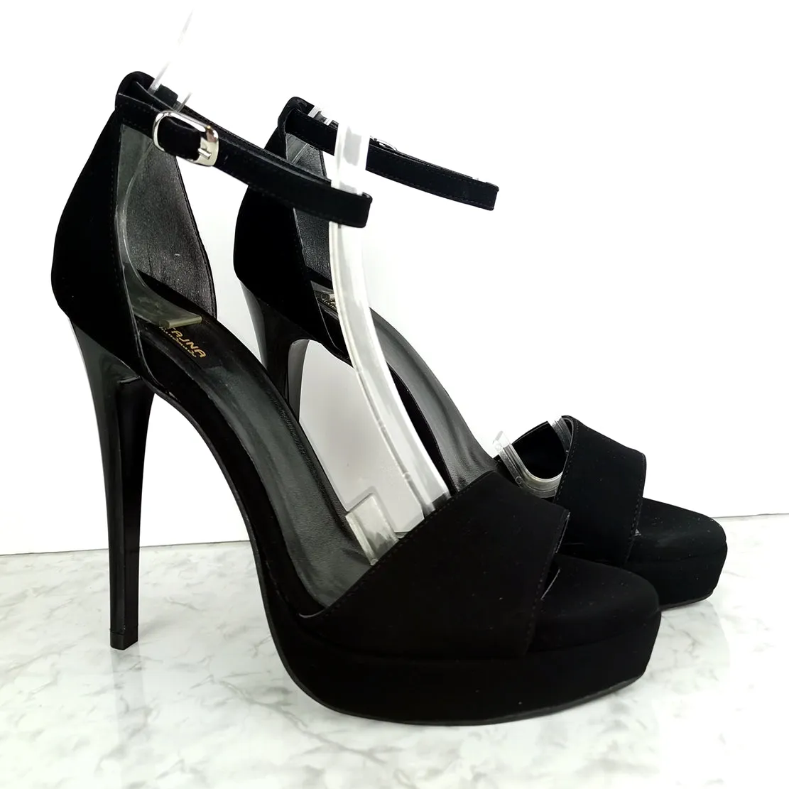 Black Suede 5.11 inches Heel Sandals