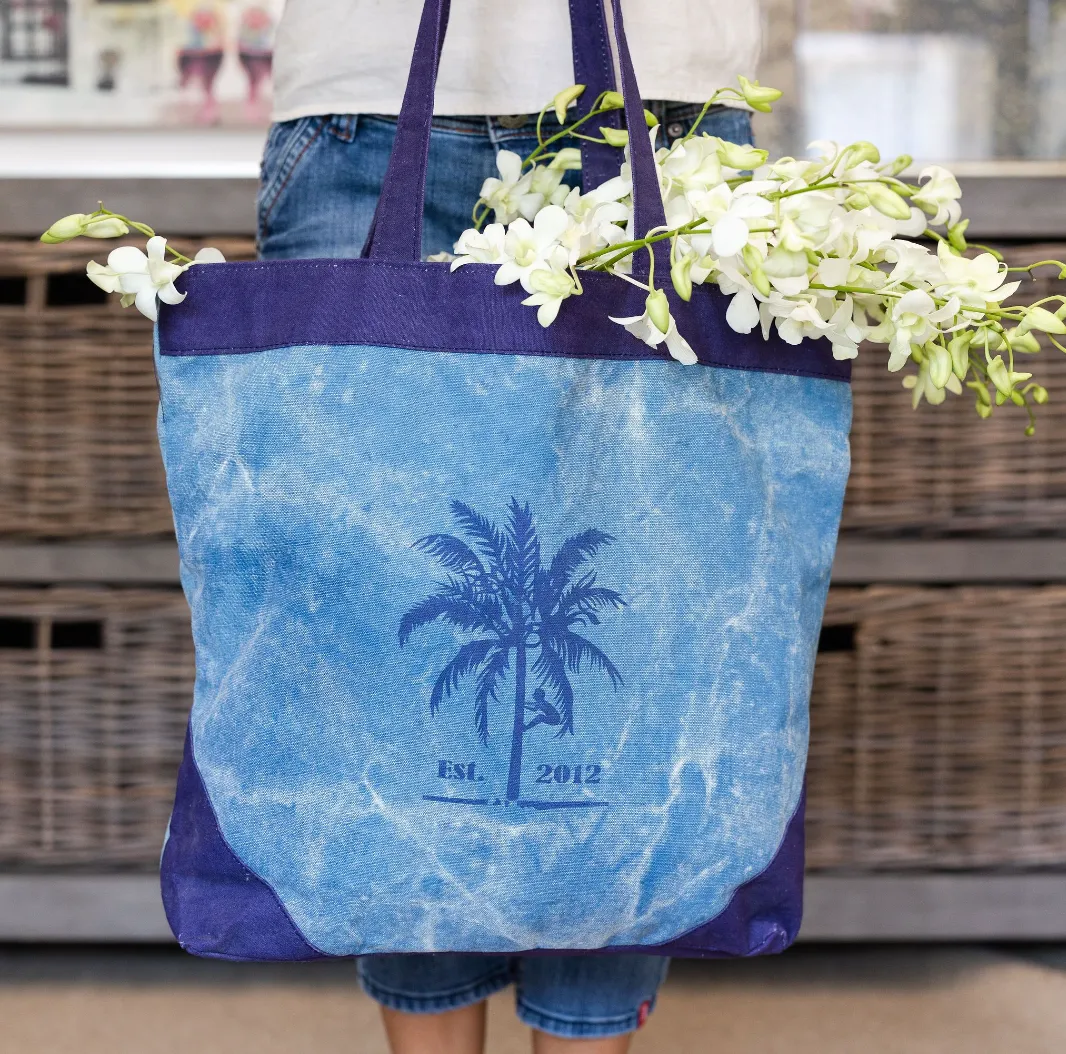 Blue canvas shopper