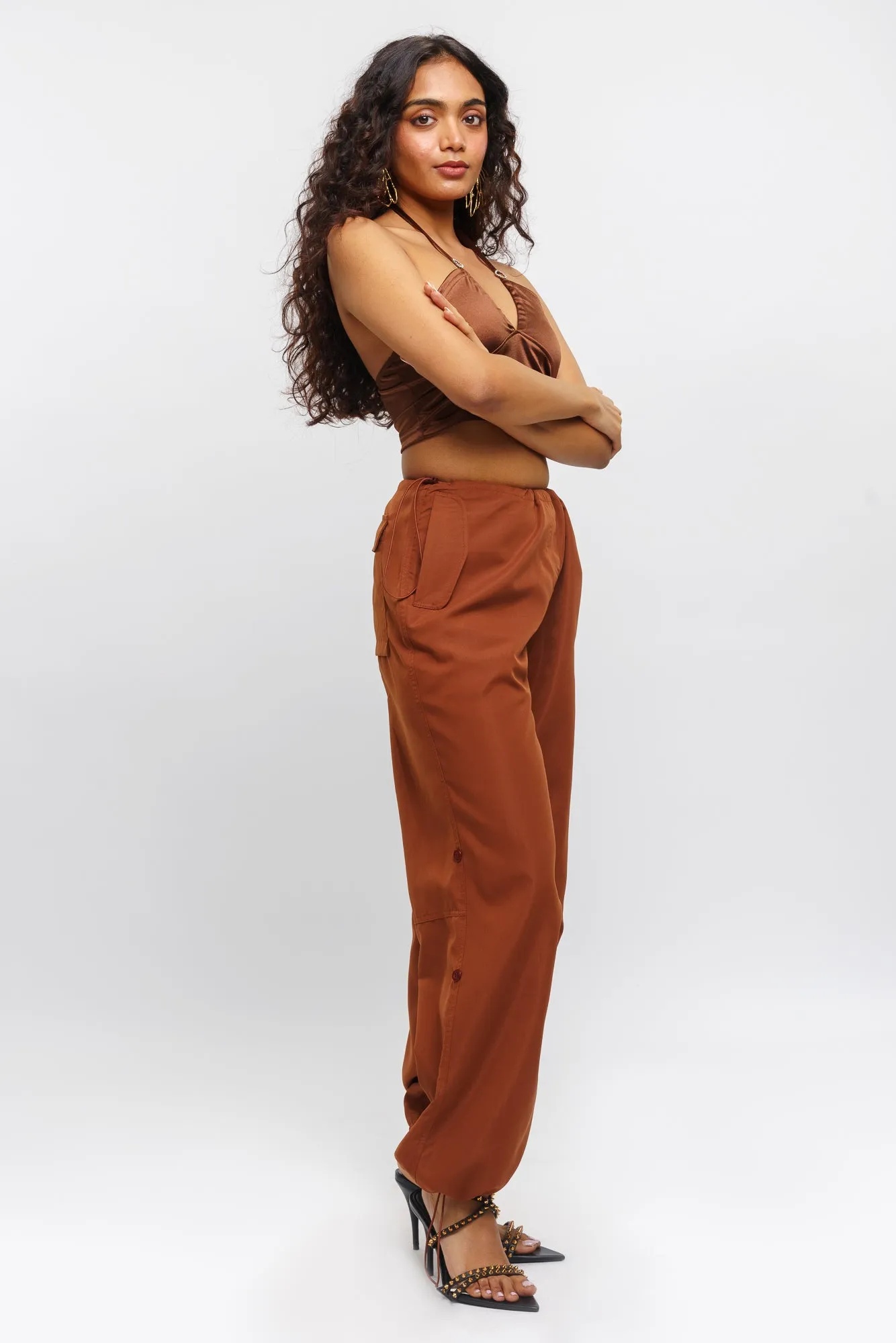 Brown Parachute Pants