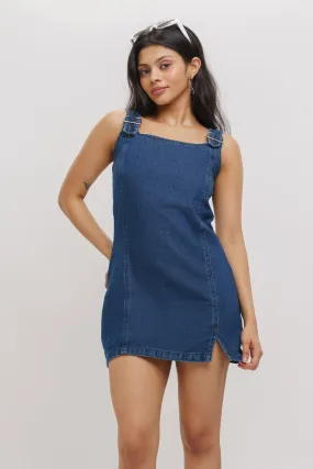 Buckle Up Denim Short Dress