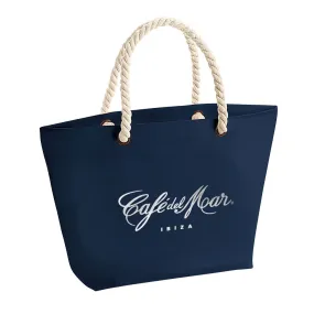 Café del Mar Ibiza Bold Silver Logo Rope Handle Beach Bag