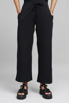 COMFY WIDE-LEG LOUNGE PANTS-BLACK