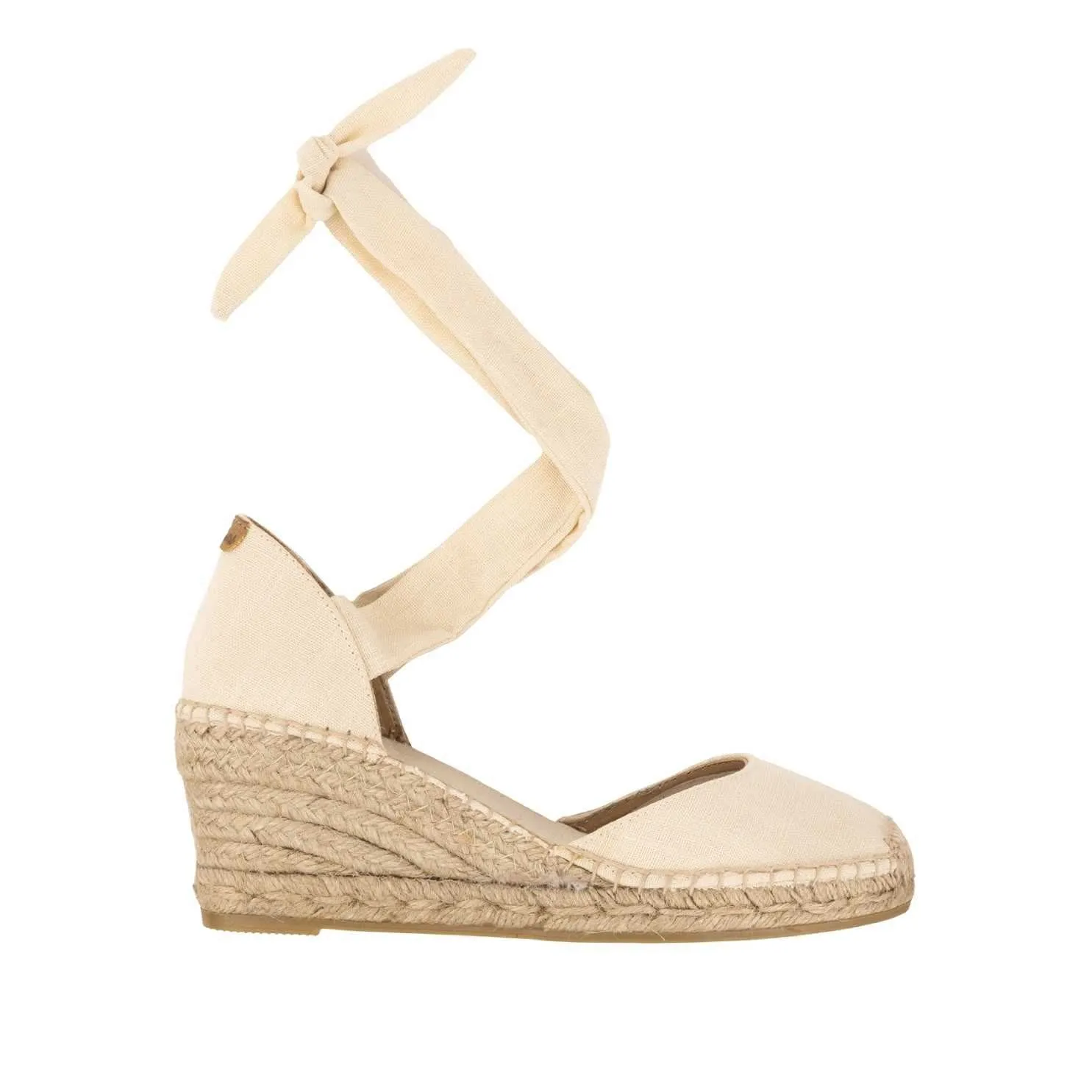 Cotton Blend Wedge Espadrille With Ribbon For Women - Julia