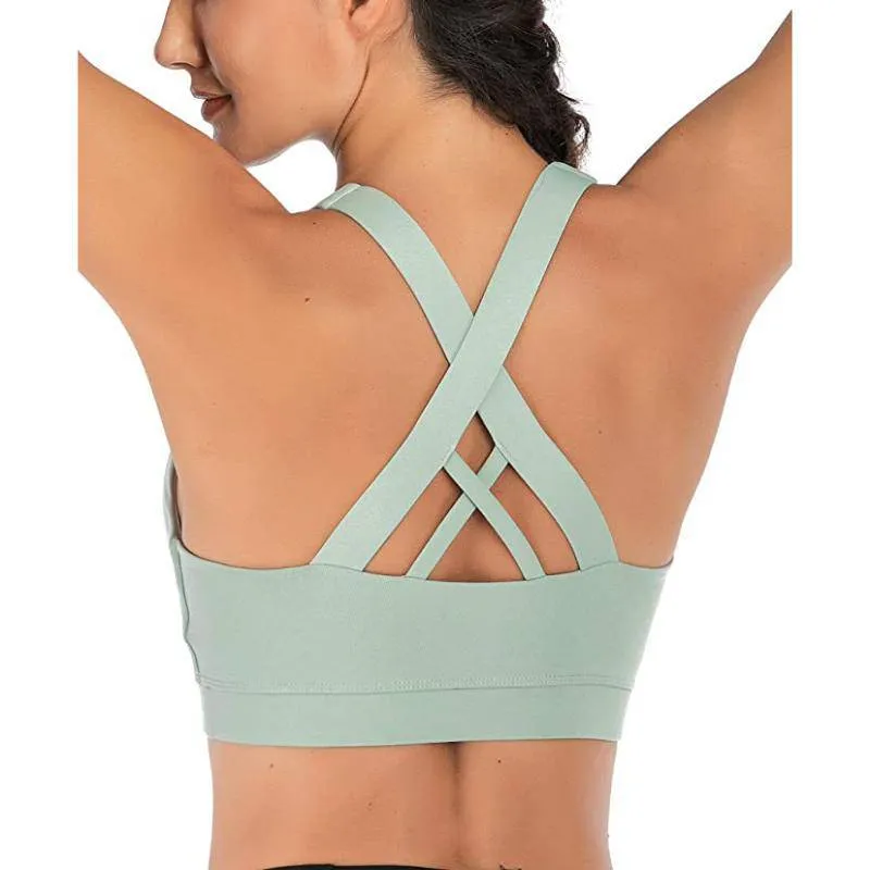 Criss-Cross Back Padded Strappy Sports Bras