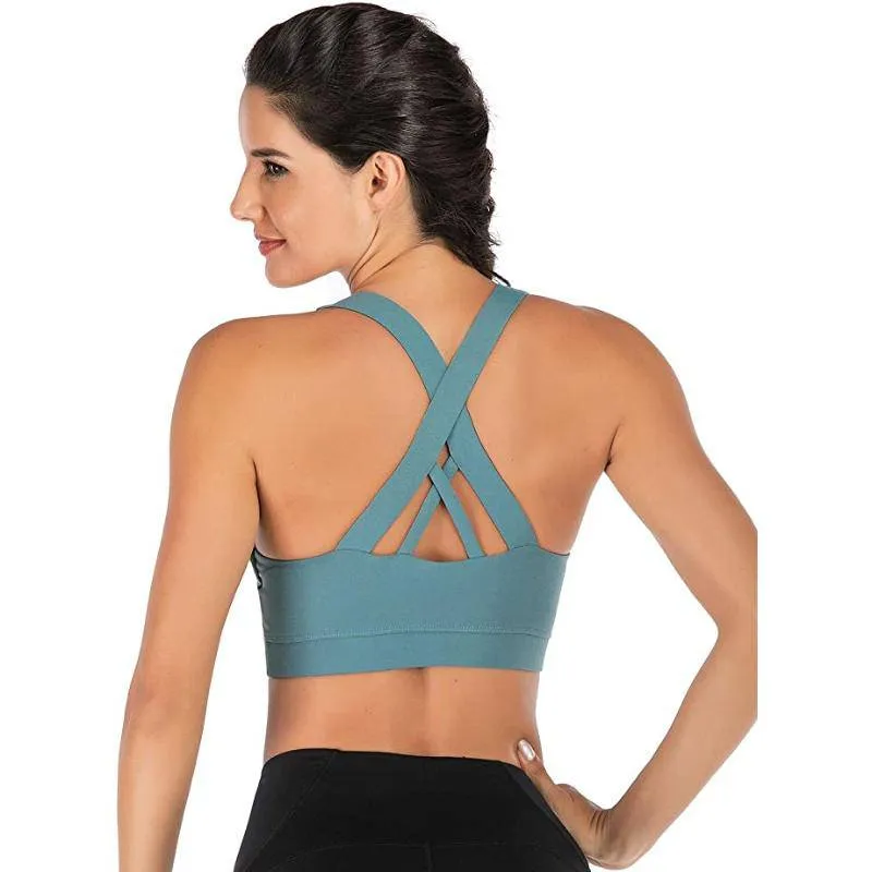 Criss-Cross Back Padded Strappy Sports Bras