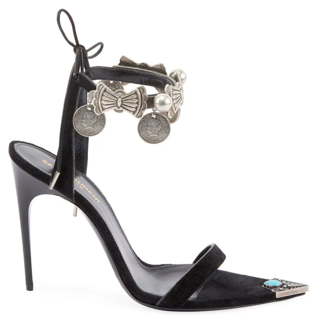 'Dallas' Charm-Embellished Suede Sandals