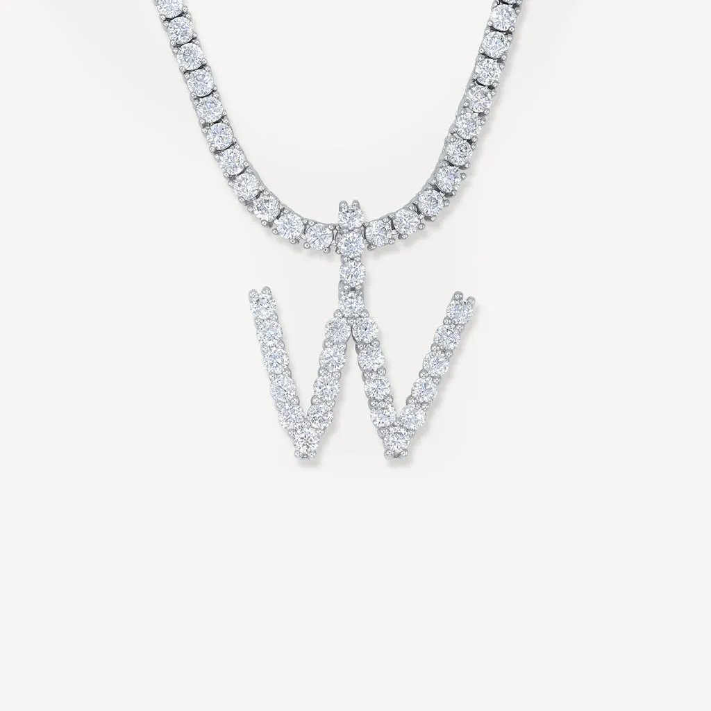 Diamond Letter Necklace & 3mm Tennis Chain