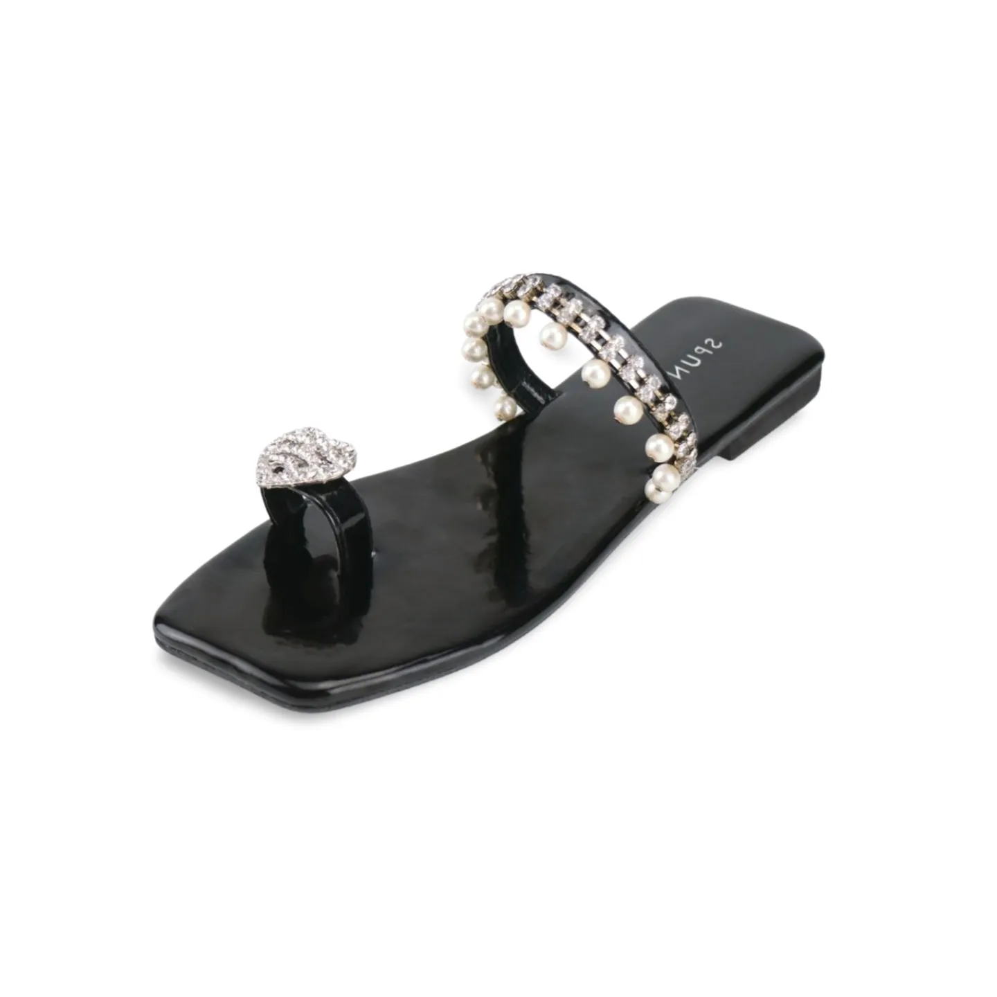 Elegant Rhinestone and Pearl Embellished Open-Toe Sandal for Women