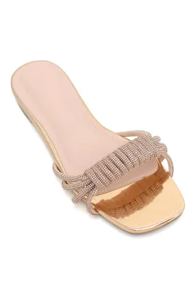 ELEGANT STRAPPY SLIDES-CHAMPAGNE