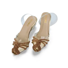 Elegant Women's Transparent Sandal with Rhinestone Straps