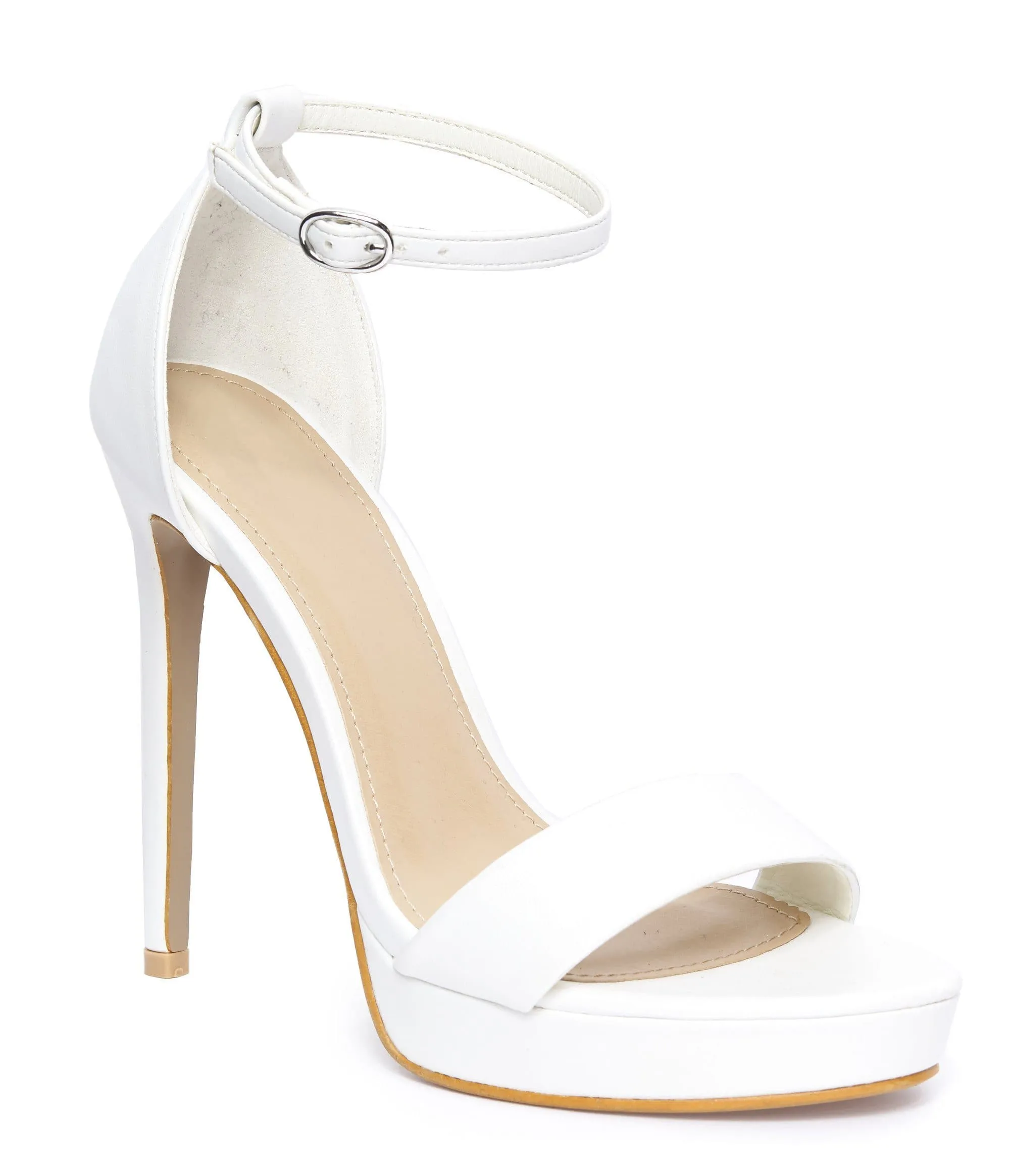 Ella Barely There Platform Sandal in White Pu