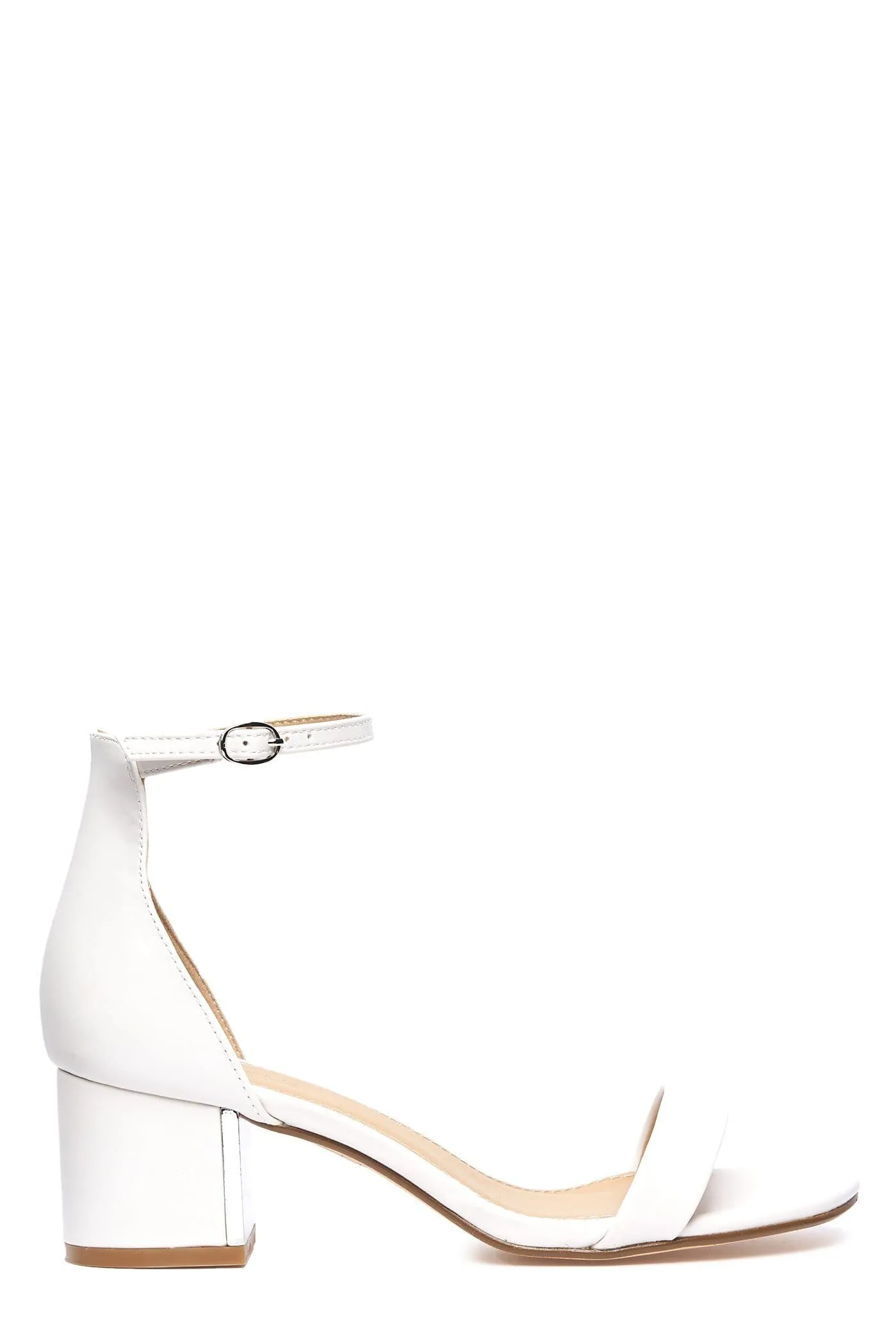 Elodie Gold Trim Anklestrap Sandal in White Matt