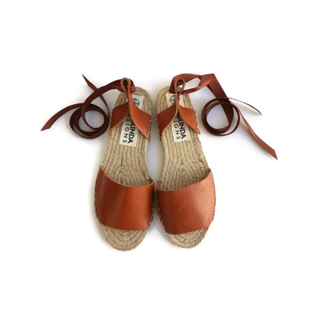 Essential Leather Espadrilles Sandals - Tan - Double Sole