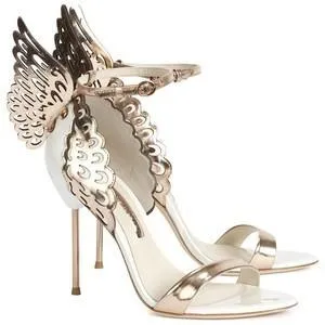 'Evangeline' Angel Wing Sandals-White & Gold