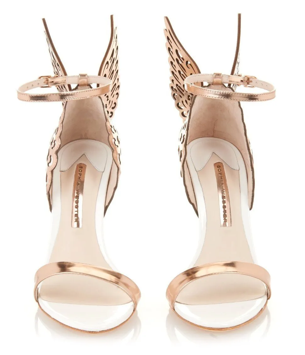 'Evangeline' Angel Wing Sandals-White & Gold