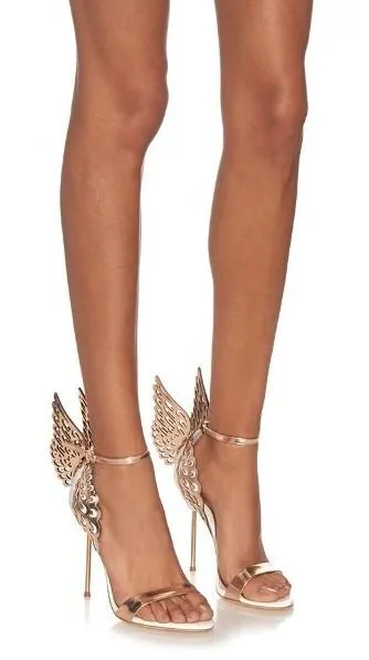 'Evangeline' Angel Wing Sandals-White & Gold